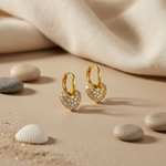 将图像加载到图库查看器中， gold plating Heart Hoop Earrings | Cubic Zirconia | Women's Jewelry
