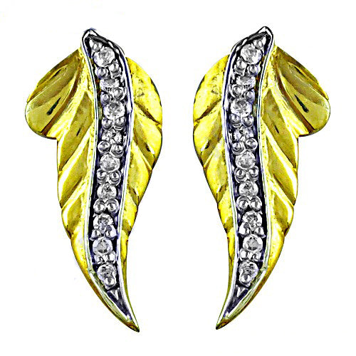 Gold plating leaf diamond earrings | luxury jewelry gift
