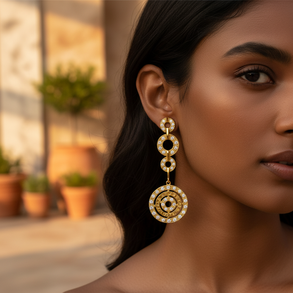 gold plating Diamond Dangle Earrings | Luxury Jewelry for Women