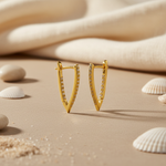 将图像加载到图库查看器中， gold plating V-Shaped Cubic Zirconia Earrings | For Women | Gift
