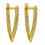 将图像加载到图库查看器中， gold plating V-Shaped Cubic Zirconia Earrings | For Women | Gift
