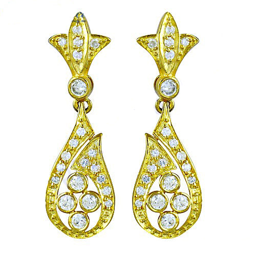 gold plating Drop Earrings with Cubic Zirconia | Women's Fashion Jewelry