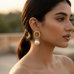 Load image into Gallery viewer, Gold Pearl Hoop Earrings for Women | Fashion Jewelry
