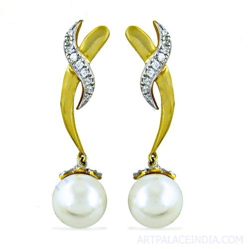 gold plating Pearl Drop Earrings | Women's Elegant Jewelry