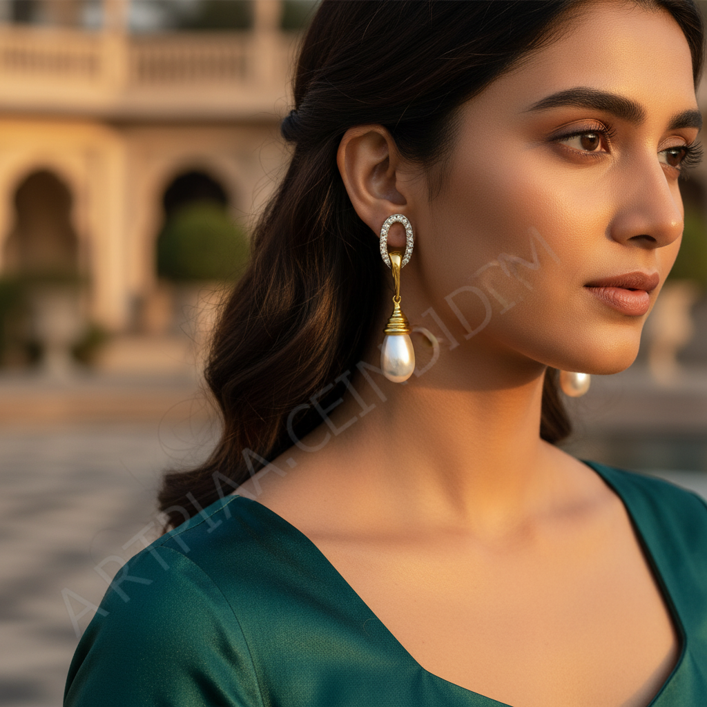 Gold Pearl Drop Earrings for Women | Elegant Jewelry Gift