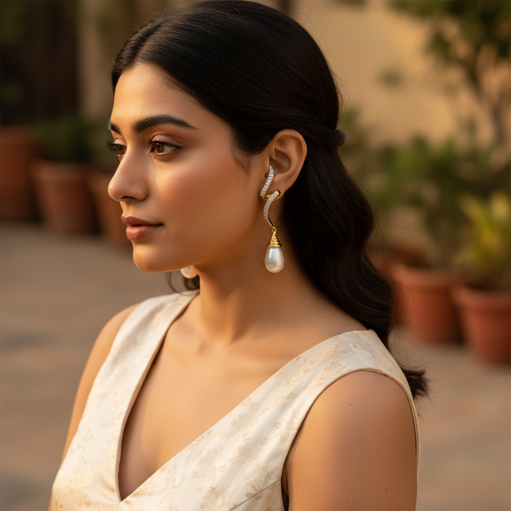 Gold Pearl Drop Earrings | Women's Elegant Jewelry