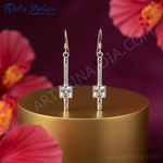 将图像加载到图库查看器中， 925纯银方形立方氧化锆水滴耳环（女士款）
