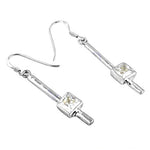 将图像加载到图库查看器中， 925 Silver Square Cubic Zirconia Drop Earrings for Women
