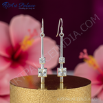 将图像加载到图库查看器中， 925纯银方形立方氧化锆水滴耳环（女士款）
