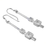 将图像加载到图库查看器中， 925 Sterling Silver Square Cubic Zirconia Drop Earrings for Women

