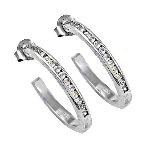 925 Silver Cubic Zirconia Hoop Earrings for Women | Daily Wear