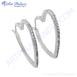 Load image into Gallery viewer, Silver heart-shaped hoop earrings embellished with sparkling crystals, a stunning fashion accessory.
