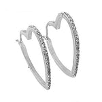 Load image into Gallery viewer, Silver Heart Hoop Earrings with Crystals | Women's Fashion Jewelry
