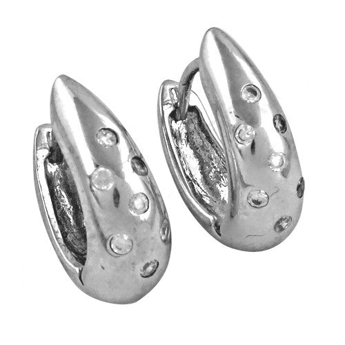 Silver hoop earrings with cz accents for women | daily wear