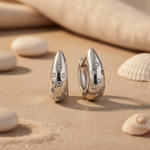 将图像加载到图库查看器中， Silver Hoop Earrings with CZ Accents for Women | Daily Wear
