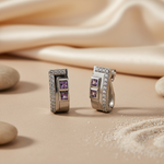 Load image into Gallery viewer, Silver Amethyst Stone Earrings for Women | Dainty Jewelry
