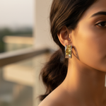 将图像加载到图库查看器中， 女士银色立方氧化锆耳环 | 黄色宝石
