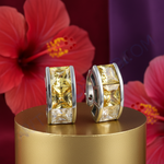 将图像加载到图库查看器中， 女士银色立方氧化锆耳环 | 黄色宝石
