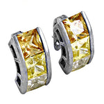Load image into Gallery viewer, Silver Cubic Zirconia Hoop Earrings for Women | Yellow Gemstone

