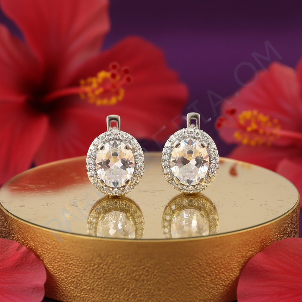 925 Silver Cubic Zirconia Halo Earrings for Women | Gift