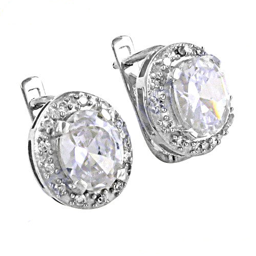 925 Silver Cubic Zirconia Halo Earrings for Women | Gift