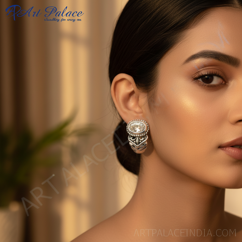 Pendientes de plata con circonita cúbica de corte ovalado para mujer | Joyería elegante