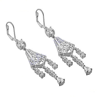 925 Silver Cubic Zirconia Dangle Earrings for Women | Gift
