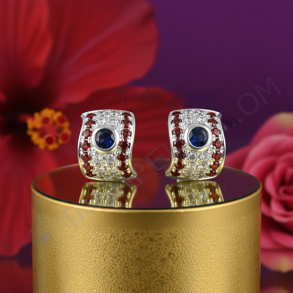 925 Silver Garnet Sapphire Stud Earrings for Women | Gift