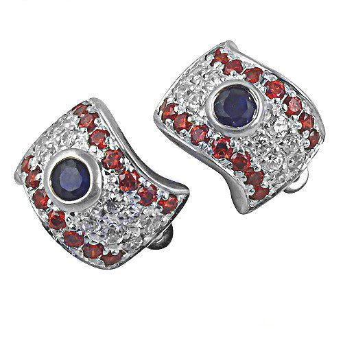 925 Silver Garnet Sapphire Stud Earrings for Women | Gift