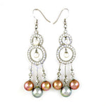 Load image into Gallery viewer, Silver Pearl Chandelier Earrings for Women | Dangle Earrings
