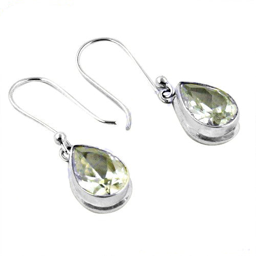 925 Silver Green Amethyst Teardrop Earrings for Women