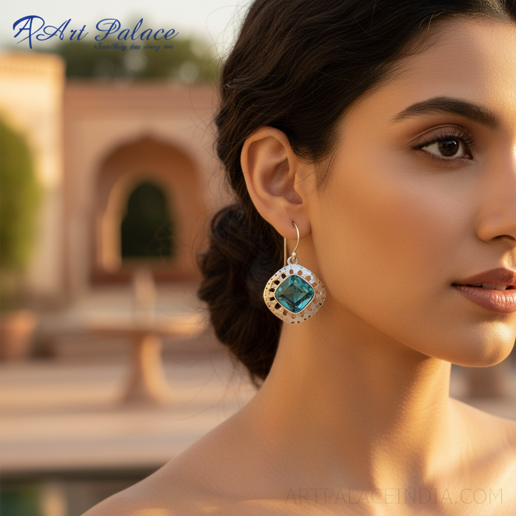 925银蓝色托帕石耳环（女士款）| 宝石首饰