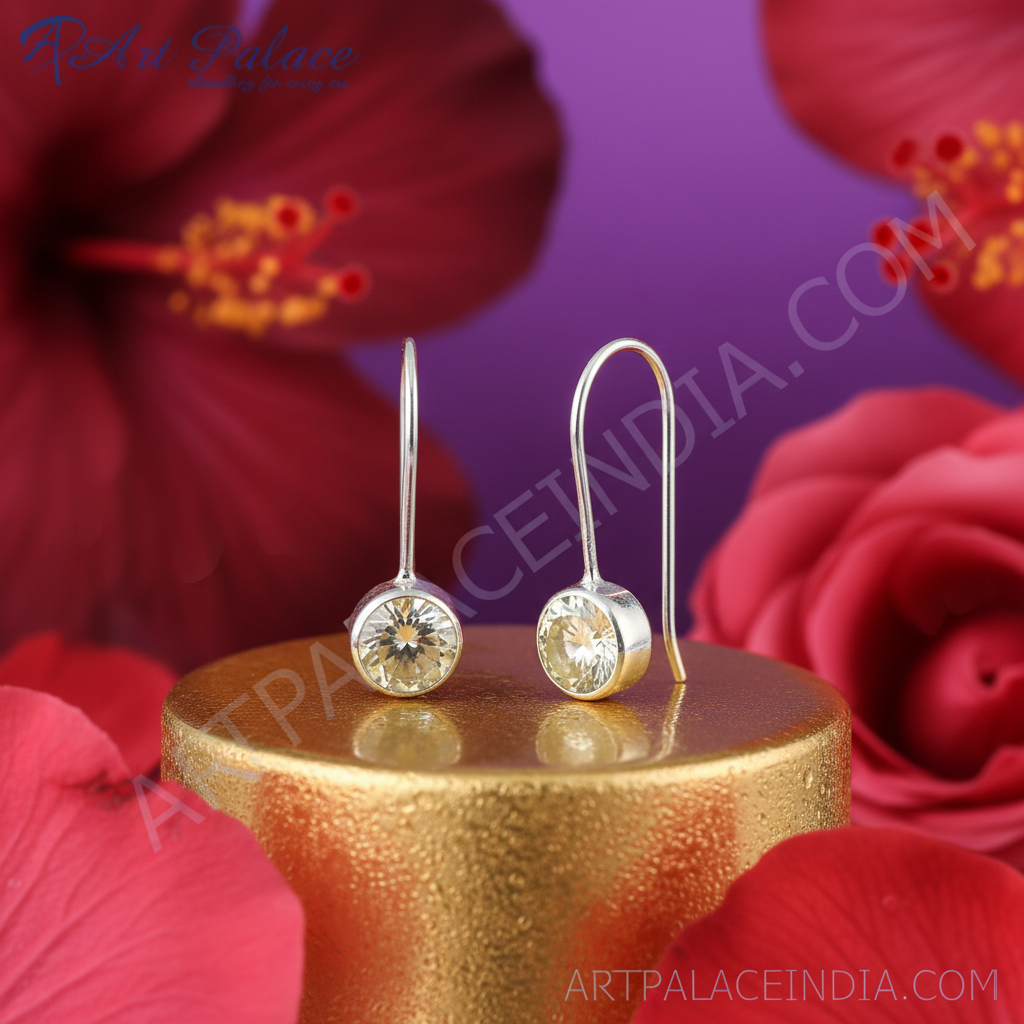 925 silver gemstone drop earrings for women | daily wear