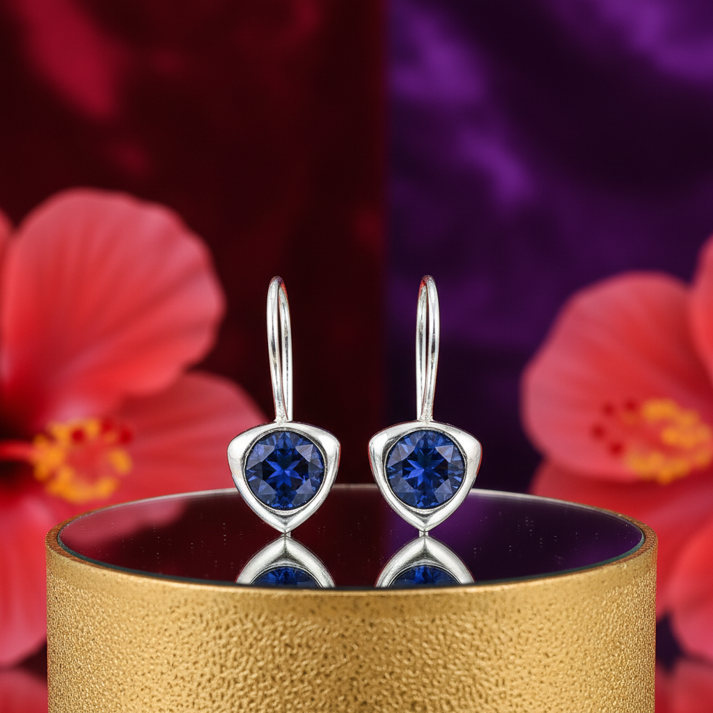 Pendientes de zafiro azul en plata 925 para mujer | joyería delicada