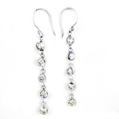 Silver Drop Earrings with Clear CZ Stones | Women's Jewelry Gift