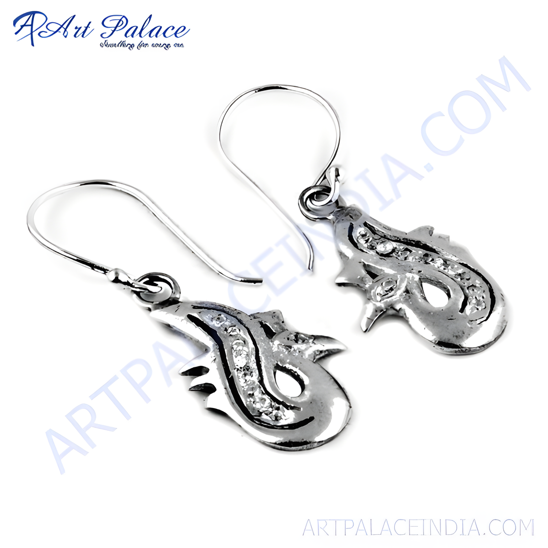 Sterling silver drop earrings with clear crystals, perfect for women. A beautiful and elegant jewelry gift.