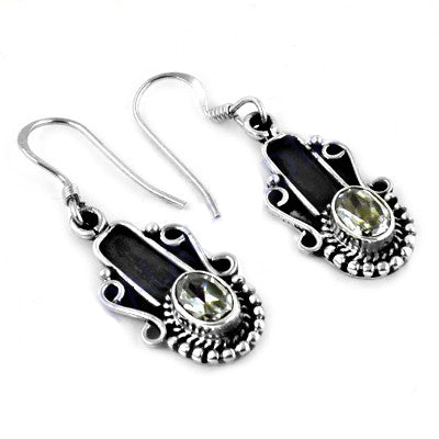 925 Silver Green Amethyst Earrings for Women | Dangle Jewelry