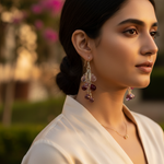 Load image into Gallery viewer, Silver Drop Earrings with Gemstone Accents for Women
