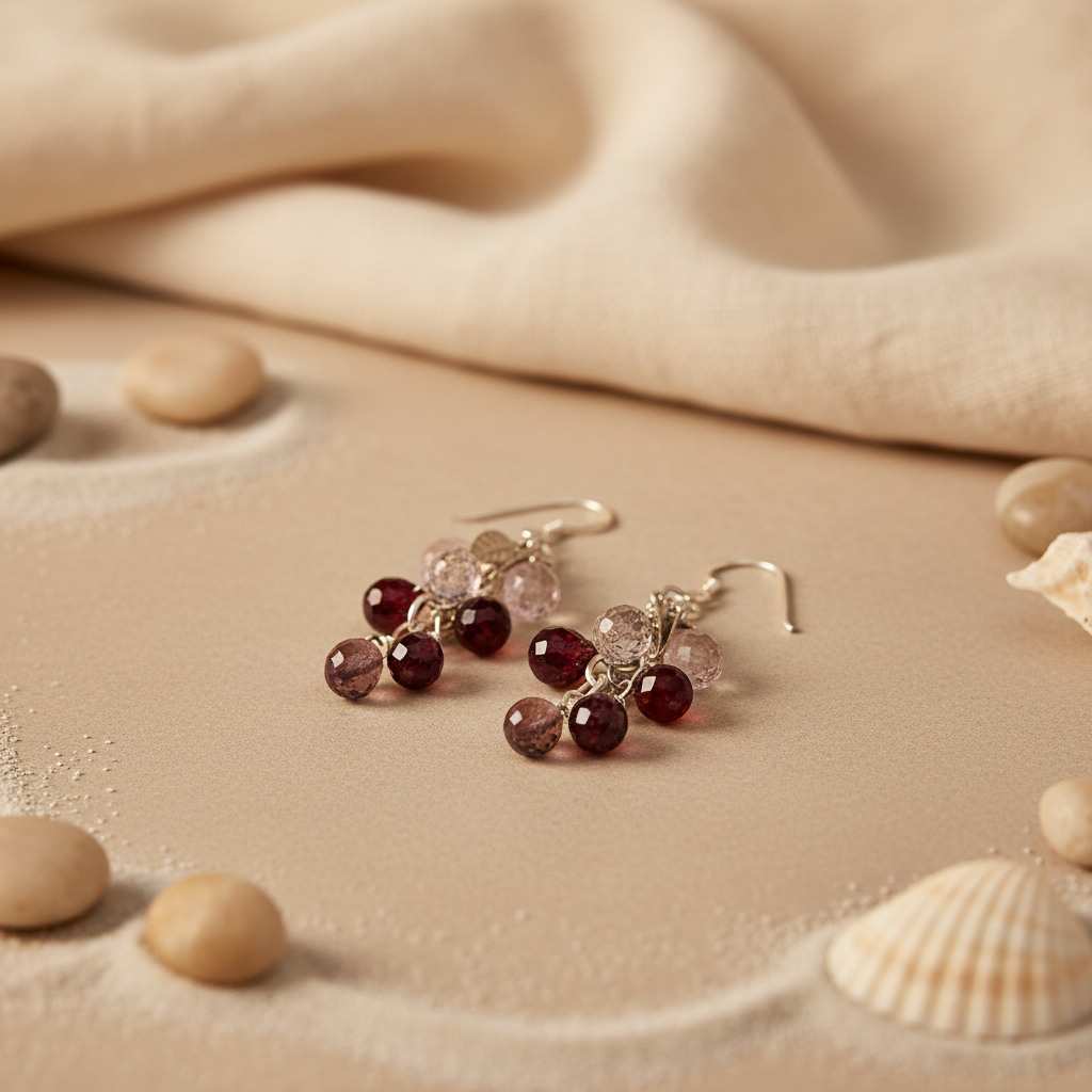 Silver Drop Earrings with Gemstone Accents for Women