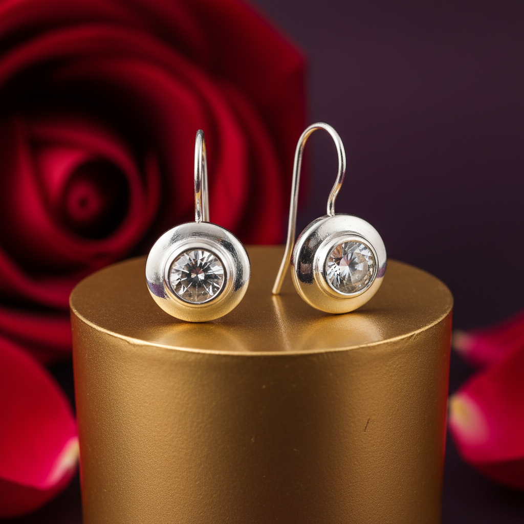 925 silver round cubic zirconia earrings for women | gift