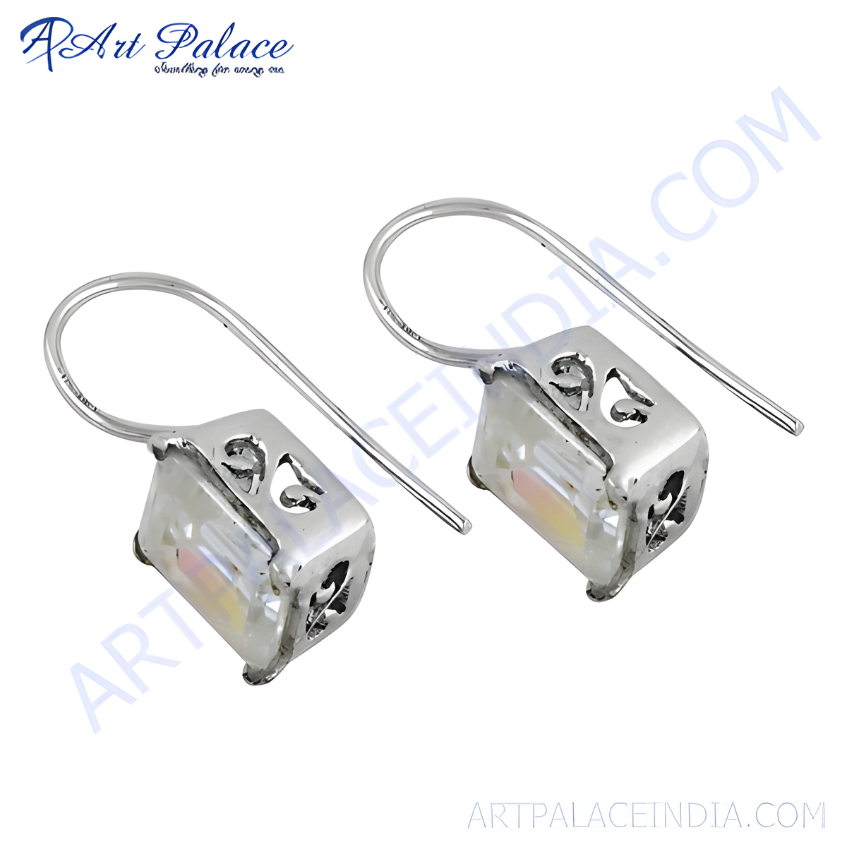 925 sterling silver drop earrings with a cubic zirconia stone