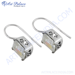 将图像加载到图库查看器中， 925 sterling silver drop earrings with a cubic zirconia stone. Silver hook earrings for women.
