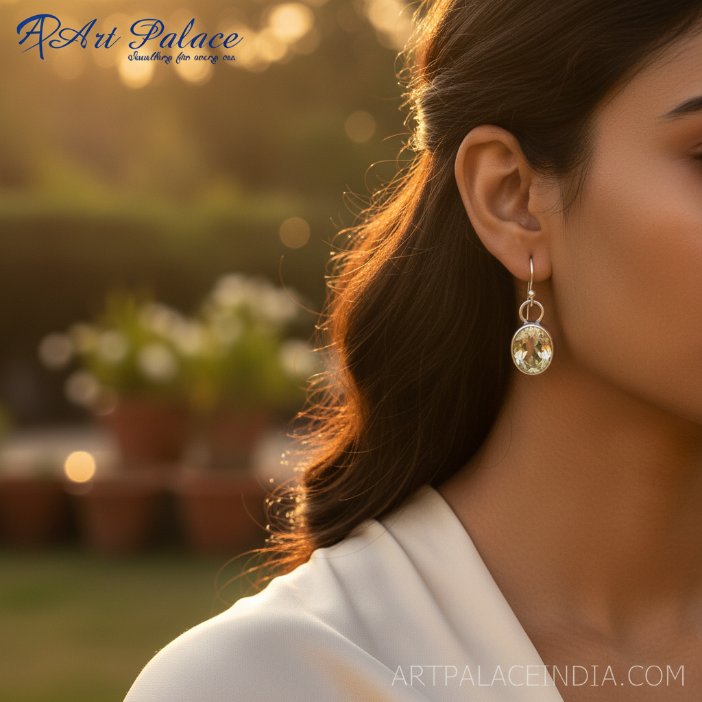 925纯银黄水晶水滴耳环（女士款）| 宝石首饰