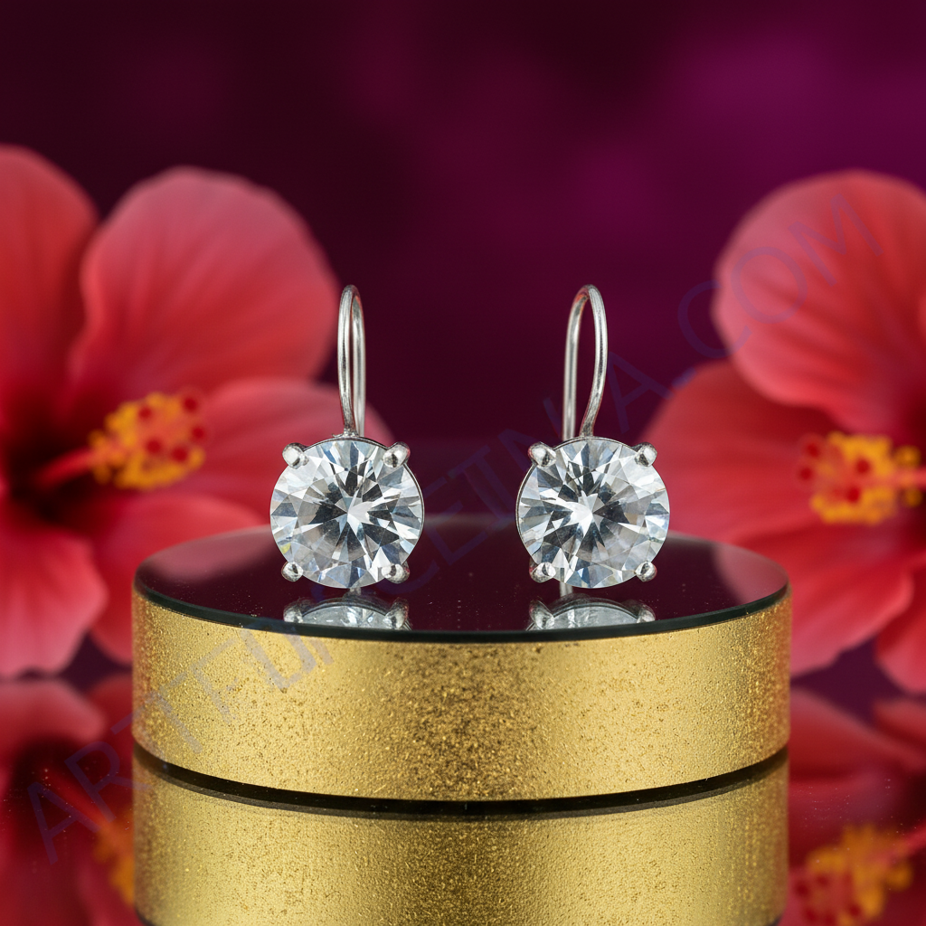 女士银色立方氧化锆水滴耳环 | 礼品首饰