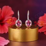 Load image into Gallery viewer, Silver Pink Gemstone Earrings for Women | Dangle Earrings
