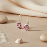 将图像加载到图库查看器中， Silver Pink Gemstone Earrings for Women | Dangle Earrings

