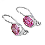 将图像加载到图库查看器中， Silver Pink Gemstone Earrings for Women | Dangle Earrings
