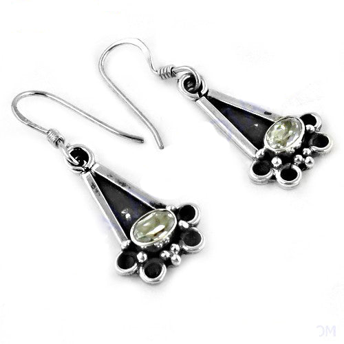 925 Silver Green Amethyst Earrings for Women | Dangle Jewelry
