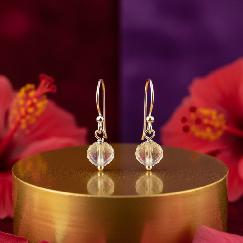 925 silver faceted crystal drop earrings for women | gift