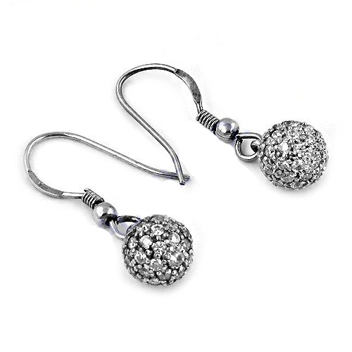 925 Silver Cubic Zirconia Ball Drop Earrings | For Women
